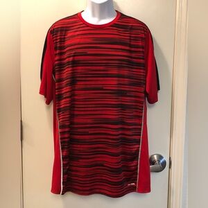 TEK GEAR - Dry tek, Red and Black Striped Men's Shirt XXL